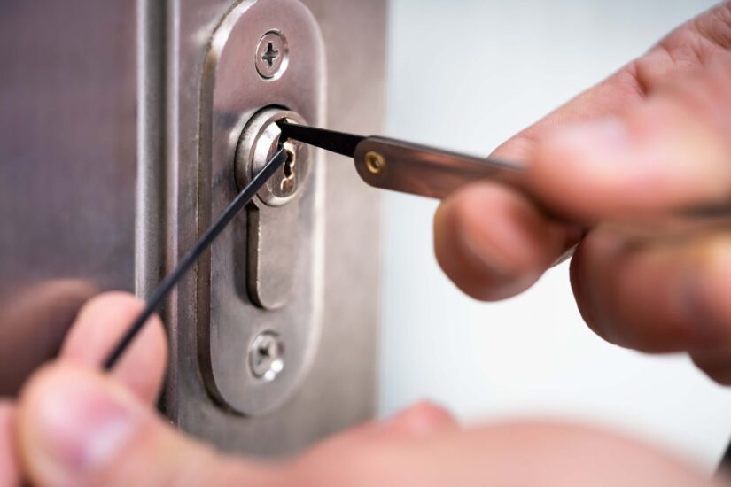 Locksmith Man opening Door Lock